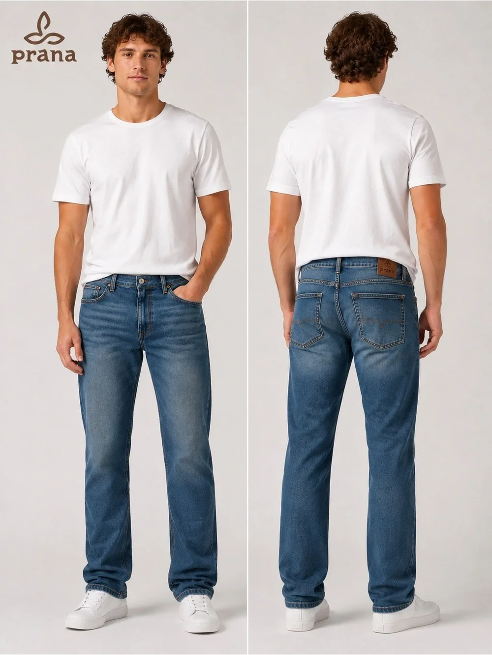 PrAna NWT Axiom Jeans Men’s 32x32 Straight Leg Blue Denim mens jeans